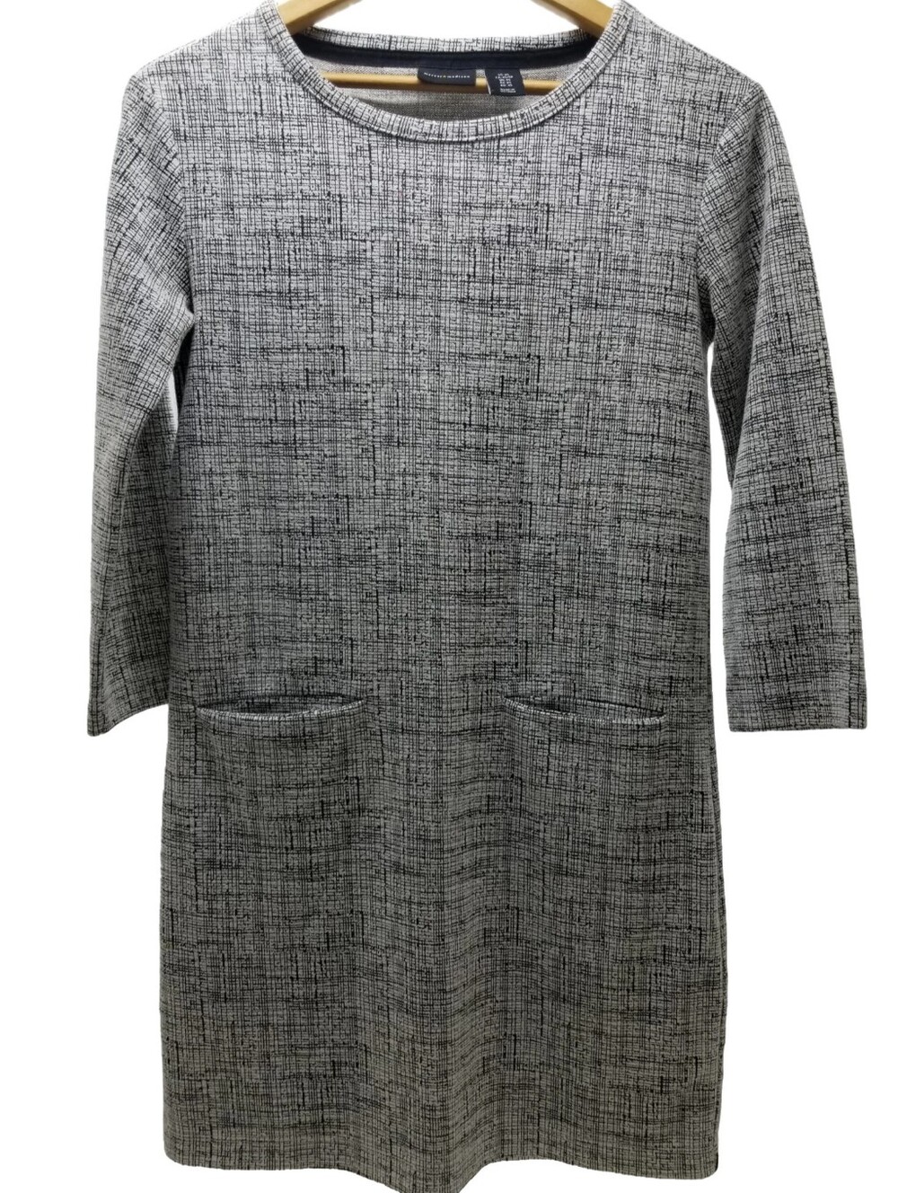 Mercer & Madison long sleeve dress  grey and black textured tweed pattern XS